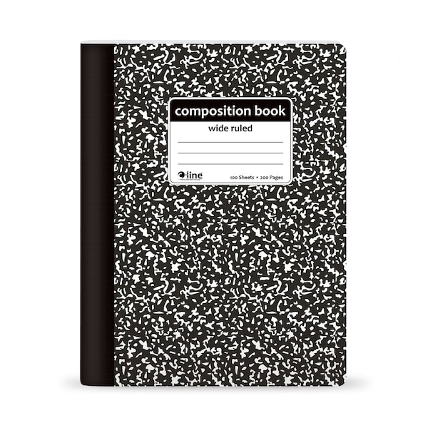 C-Line Products 7-1/2” x 9-3/4" Black Marble Wide Ruled Composition Notebook, 1/EA, 12EA/CT 22024-CT - main