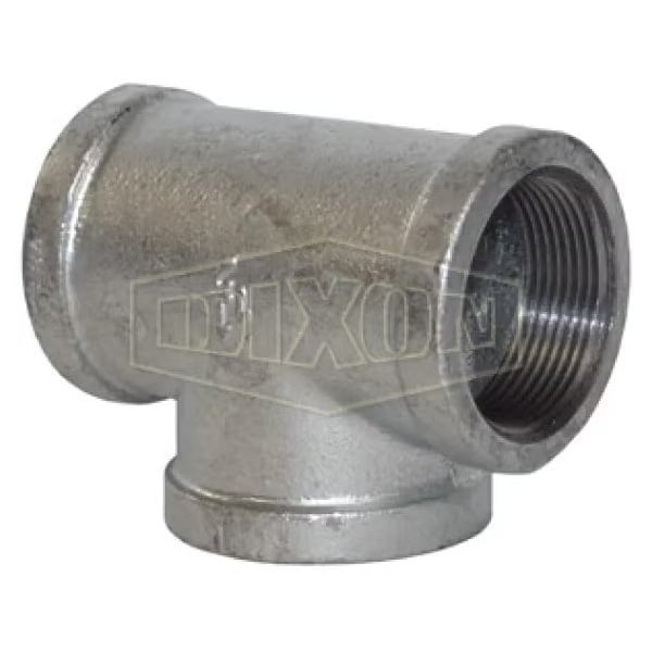 Dixon Pipe Tee, 3/8 x 3/8 x 3/8 in Nominal, FNPT x FNPT x FNPT End Style, Iron, Galvanized FT38G - main