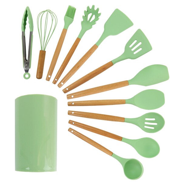 Megachef Mint Green Silicone and Wood Cooking Utensils, Set of 12 MGSP-540 - main