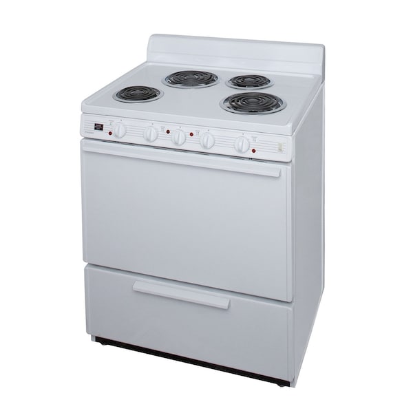 Premier Electric Range, Individual Signal Lights, 30 inW x 40 inH x 26 inD, 2.91 cu. Ft., Coil Top, White 805714 - main