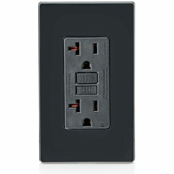 Leviton GFIRcptcl, 20A, 125VAC, Blk, Polycarbonate GFNT2-E - main