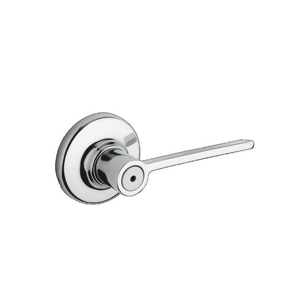 Kwikset Ladera Lever, Round Rose Privacy Door Lock, New Chassis and 6AL Latch, RCS Strike Bright Chrome Finish 300LRLRDT-26 - main
