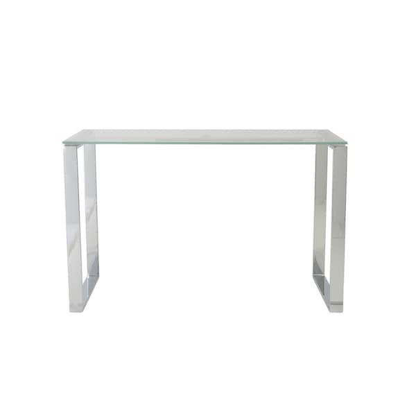 Homeroots Pro Mod Clear Glass and Polished Stainless Steel Desk 400740 - main