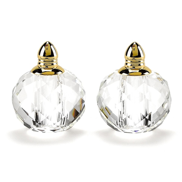 Homeroots Set of Two Clear And Gold Crystal Geometric Pepper Shakers 376098 - main