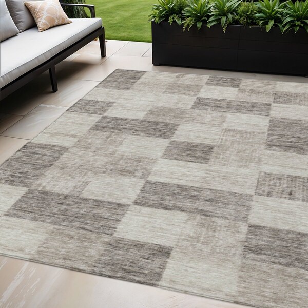 Homeroots 5' X 8' Beige And Gray Geometric Washable Indoor Outdoor Area Rug 604846 - main