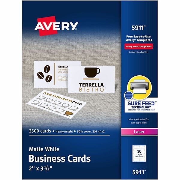 Avery Business Cards, 2" x 3.5" Sure F, PK2500 5911 - main
