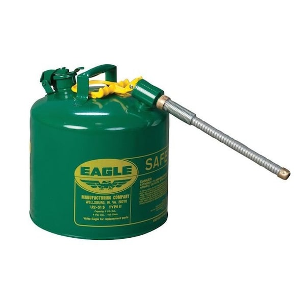Eagle Mfg Type II Safety Can, Galvanized Steel, 5 gal, 7/8 in Flexible Metal Hose, Green, Combustibles U251SG - main