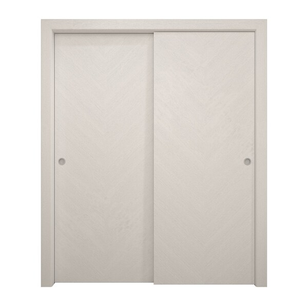 Sartodoors Sliding Closet Bypass Doors 64 x 96 inches, Ego 5005 Painted White Oak, Rails Hardware Set, Wood EGO5005DBD-PWO-6496 - main