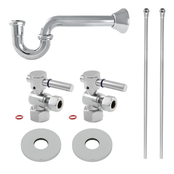 Kingston Brass Bathroom Plumbing Supply Kit, 1/2" NPT Female Inlet x 3/8" O.D. Compression Outlet, Polished Chrome KPK401 - main