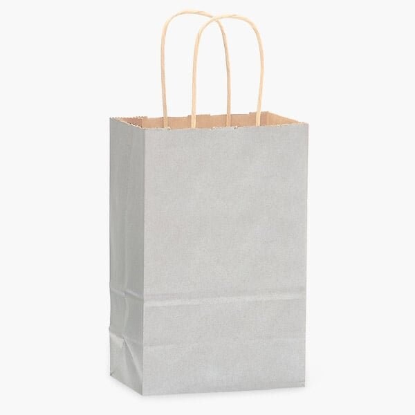 Nashville Wraps Metallic Silver Recycled Kraft Bag, Rose 5.5x3.25x8.375", 100PK HRTMS - main