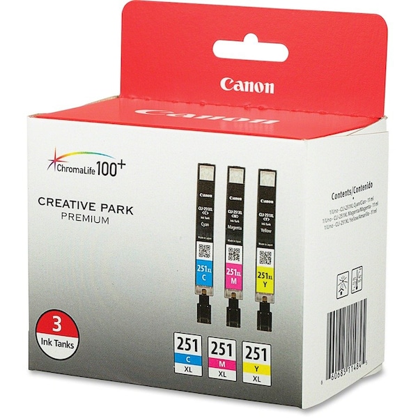 Canon Ink Cartridge, Cli-251Xl, Assorted, PK3 6449B009 - main