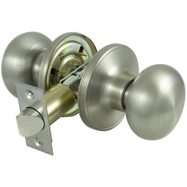 Prosource Passage Knob, Metal, Satin Nickel, 2-3/8 to 2-3/4 in Backset, 1-3/8 to 1-3/4 in Thick Door TFX230V-PS - main