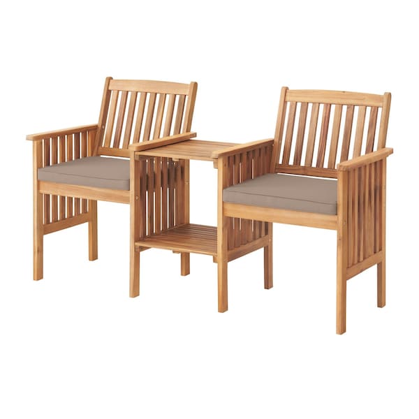 Alaterre Furniture Bristol Acacia Wood Outdoor Double Seat Bench with Attached Table ANBR01ANO - main