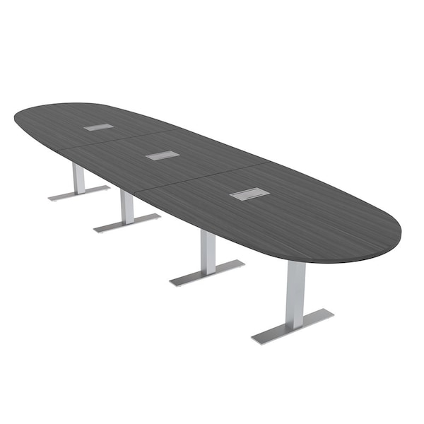 Skutchi Designs 16ft Conference Table With Power Unit | 16 Person Modular Boval Meeting Table | Harmony Series HAR-BOVL-48X192-T-WA7949-ESIL - main