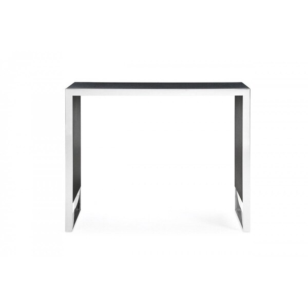 Homeroots 50" Black And Silver Rectangular High Top Bar Table 486016 - main