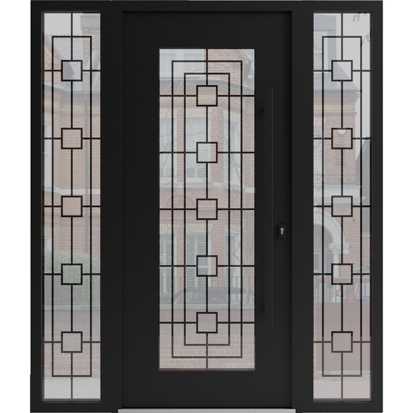 Vdomdoors Aluminum Door Iron 1688 Black Entry Steel Metal Classic Painted 62 x 80 (14+36+14 x 80)-Left Inswin IRON1688EXD-BLK-W14+36+14xH80-LH-I - main