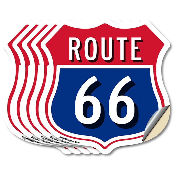 Signmission Route Marker Shield Sign Route 66, 6 inch X 6 inch, Vinyl Decal, 5PK SHI-D-5PACK-6-459 - main