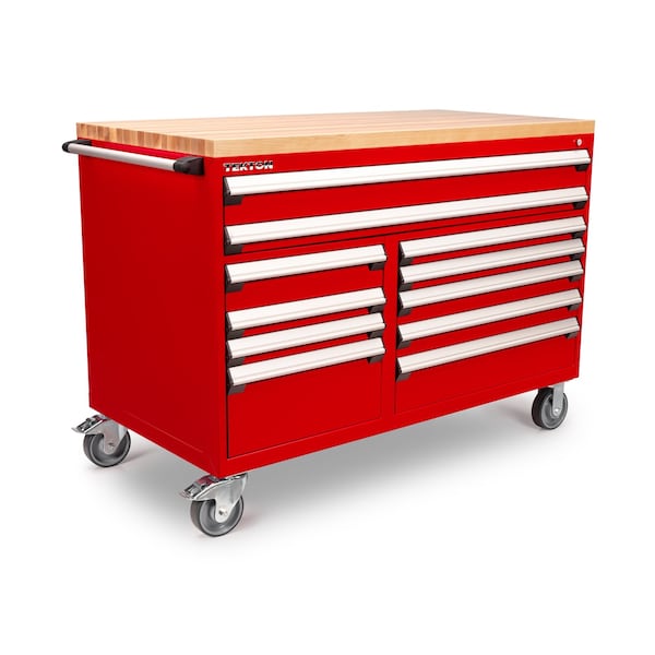 Tekton Rolling Tool Cabinet, 11 Drawer, Red, Steel, 60 in W x 33 in D x 41-1/2 in H OCL64200LWT - main