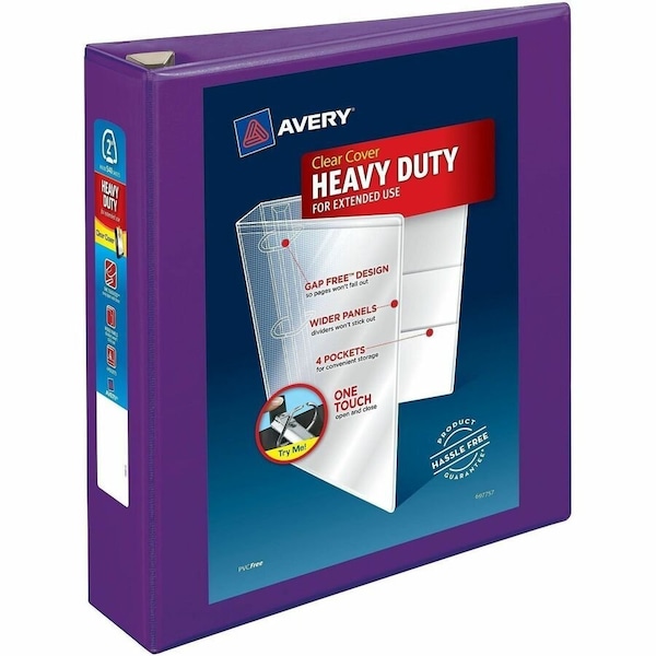 Avery reg HeavyDuty View Binders Locking One Touch EZD Rings, Purple AVE79777 - main