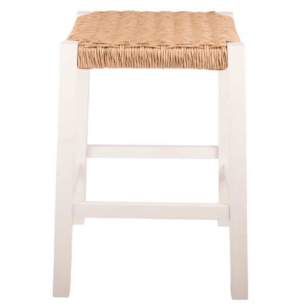 Alaterre Furniture Newport 24in H Wood Counter Height Stool 24 with Handcrafted Woven Rope Seat, White ANNP2250 - main