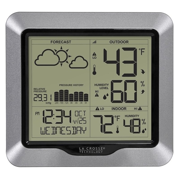 La Crosse Technology Weather Station, Battery, 32 to 99 deg F, 10 to 99 Humidity Range, LCD Display 308-1417 - main