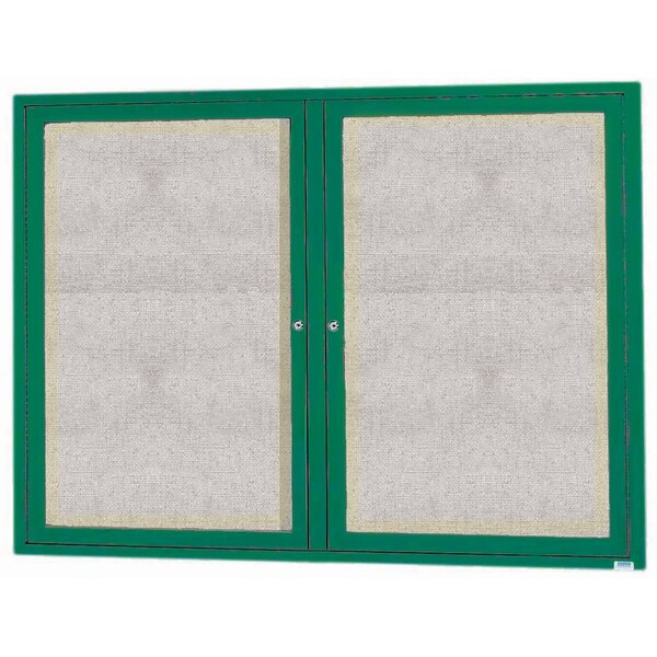 Aarco Outdoor Illuminated Enclosed Bulletin Board w/ Al Frame, Powder Coated Green, 36''Hx48''W ODCC3648RIG - main