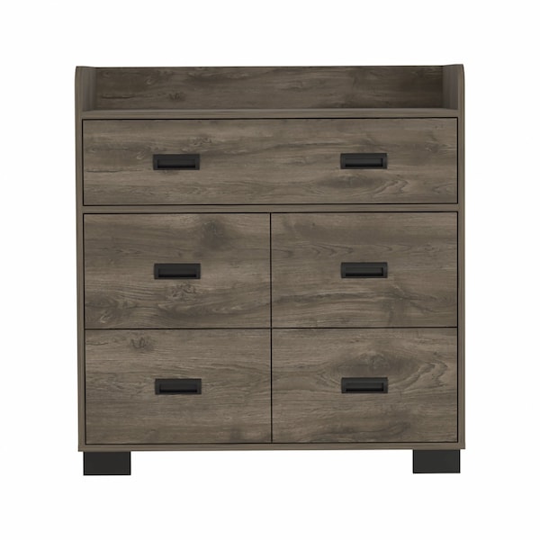 Homeroots 33" Dark Brown Manufactured Wood Five Drawer Dresser 477763 - main