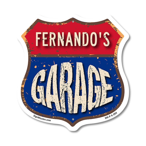 Signmission Fernando's Garage, 6 Inch X 6 Inch, Plastic Sign SHI-P-6-383-FERNANDO - main