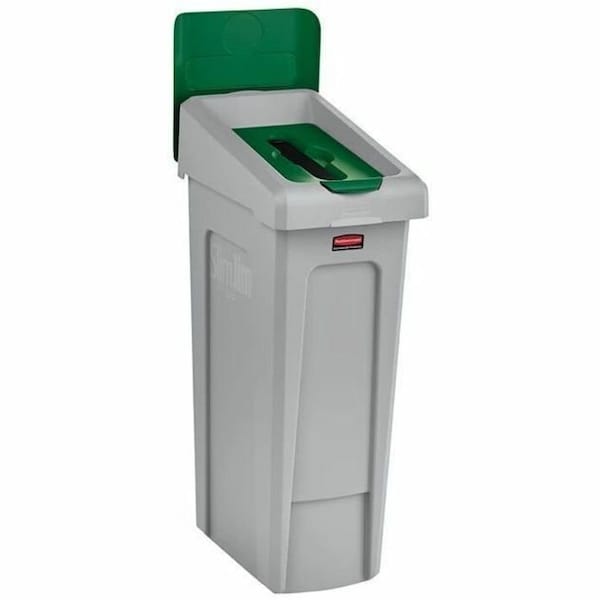 Rubbermaid Commercial 23 gal Rectangular Recycling Station, Flat with Top Opening, Green, 1 Openings 2185054 - main