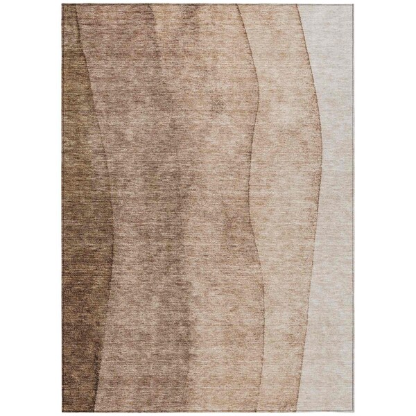 Homeroots 10' X 14' Brown And Beige Ombre Washable Indoor Outdoor Area Rug 581803 - main