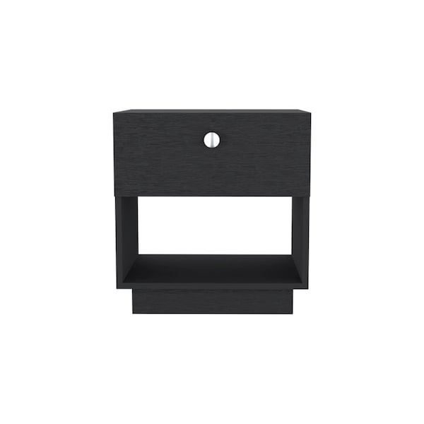 Homeroots 20" Black Wood One Drawer Nightstand 526156 - main