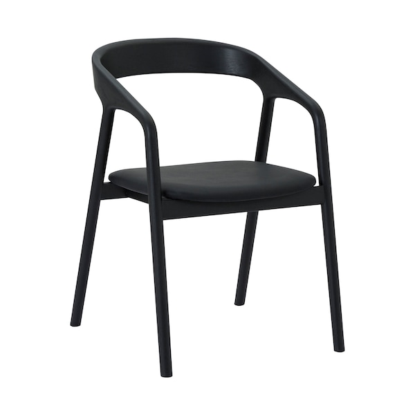 Armen Living Apache Black Oak Wood and Faux Leather Dining Chair LCAPSIBLK - main