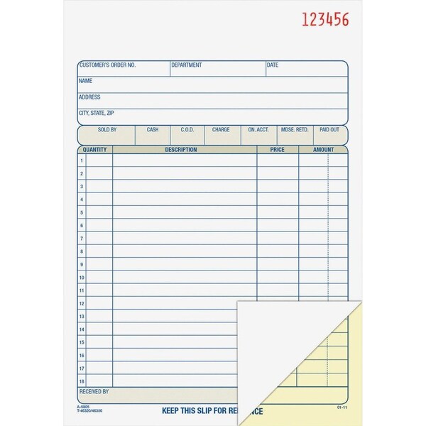 Adams 2-Part Sales Book, 7 15/16 X 5 9/16, Carbonless, 50 Sets/book DC5805 - main