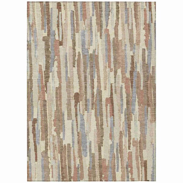 Homeroots 9' X 12' Ivory And Beige Striped Washable Indoor Outdoor Area Rug 609040 - main