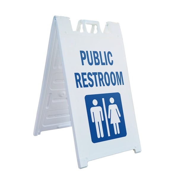 Signmission Public Restroom, A-Frame & 2 Decals Installed, Heavy-Duty Plastic Frame SBHD-D-2436-Public Restroom - main