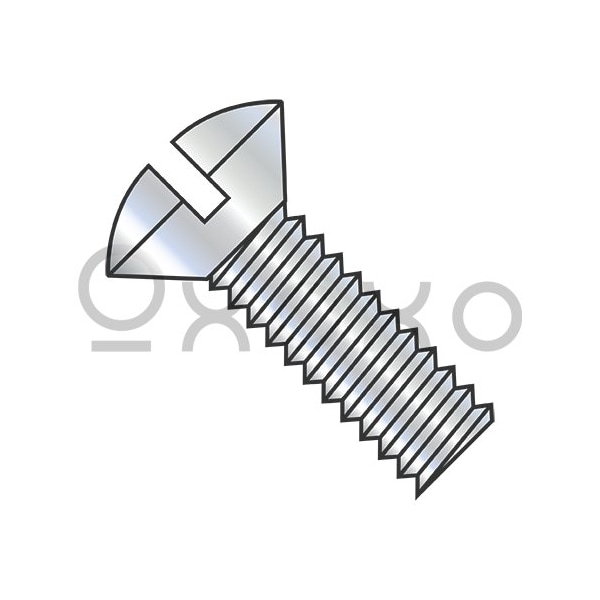 Oxoxo 6-32X3/8 Slotted Oval Machine Screw Fully Threaded Zinc, 10000PK 112697 - main