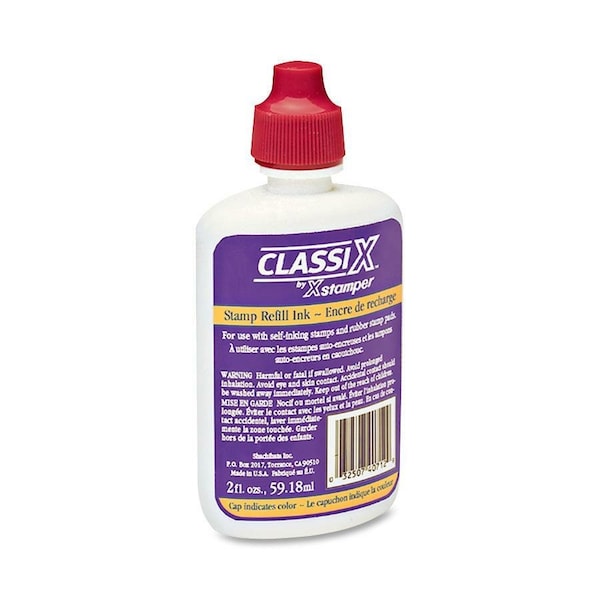 Shachihata Xstamper Classix Refill Ink, For Classix Self-Inking Stamps Only, 2 fl. oz. Bottle, Red 40711 - main