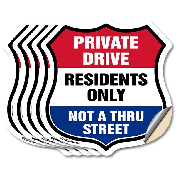 Signmission Private Driveway Shield Sign Private Dri, 6 inch X 6 inch, Vinyl Decal, 5PK SHI-D-5PACK-6-436 - main