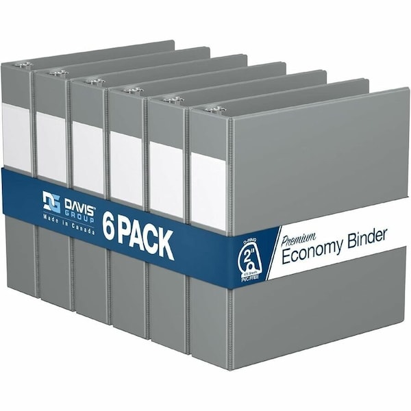 Davis Group Premium Economy, Angle D Ring, Binder, (Grey, 2"), PK6 2304-07-06 - main