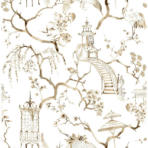 A-Street Prints Serena Coffee Chinoiserie Wallpaper 4120-26807 - main
