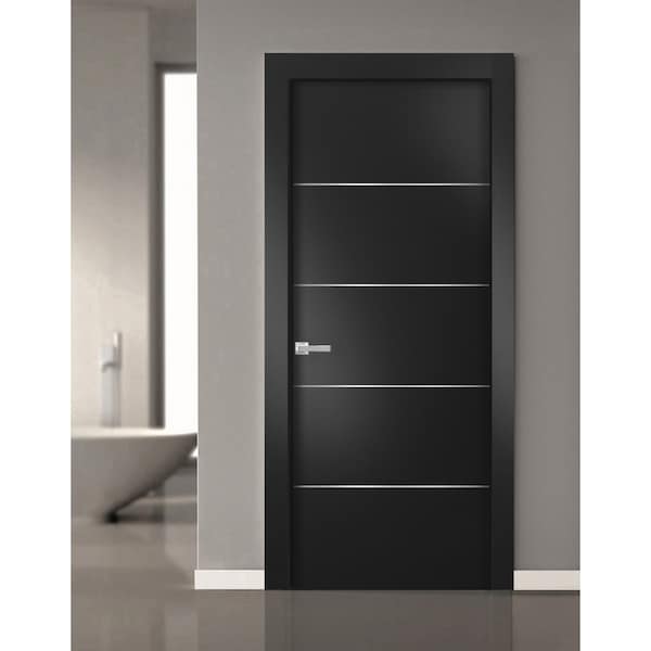 Sartodoors Slab Barn Door Panel, Planum 0020 Matte Black, Sturdy Finished Doors, Pocket Closet Sliding-28" x 8 PLANUM0020S-BLK-28 - main