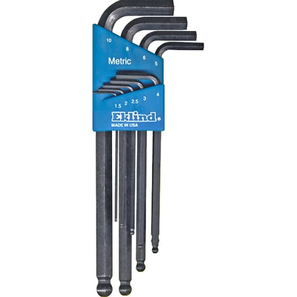 Eklind 9-Piece Hex Key Set, L, Long, 2 Tips, Metric, Steel, Black Oxide, Plastic Case, 13609 13609 - main