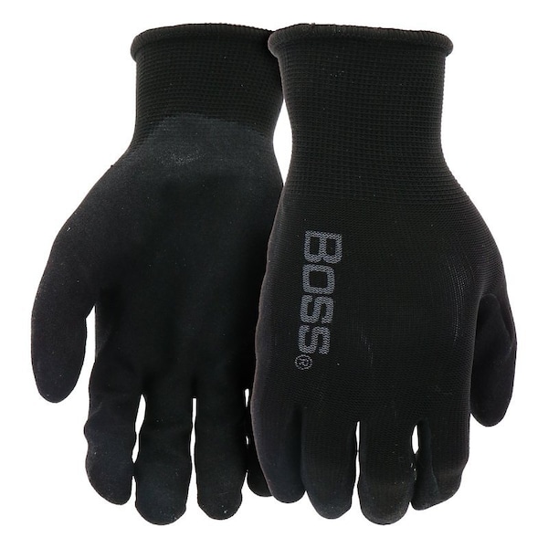 Boss Tactile Grip Series Coated Gloves, XL, Knit Wrist Cuff, Nitrile Coating, Foam Nitrile, Black B31252-XL - main