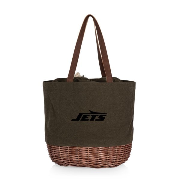 Picnic Time Family Of Brands NFL New York Jets - Coronado Canvas and Willow Basket Tote 203-00-140-224-2 - main
