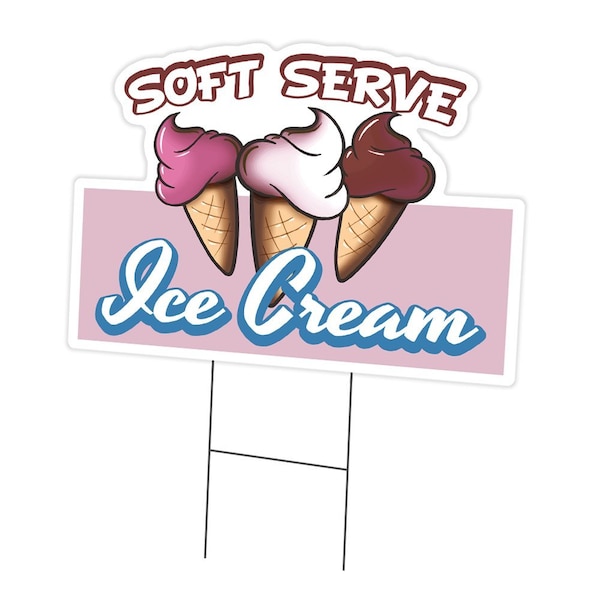 Signmission Soft Serve Ice Cream Die Cut Yard & Stake outdoor plastic window, 1216-Soft C-DC-1216-Soft Serve Ice Cream19 - main