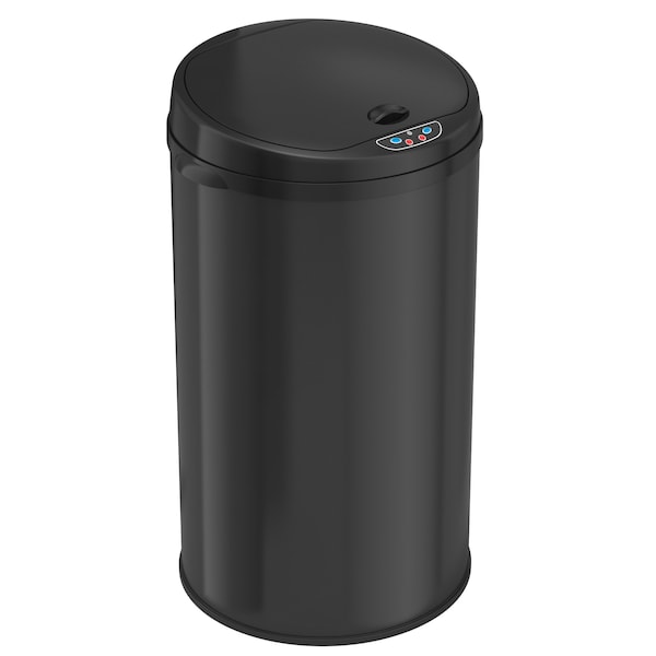 Hls Commercial 8 gal Round Indoor Metal Can, Silver, Touchless Sensor Lid, Stainless Steel, 11.6 in HLS08RB - main
