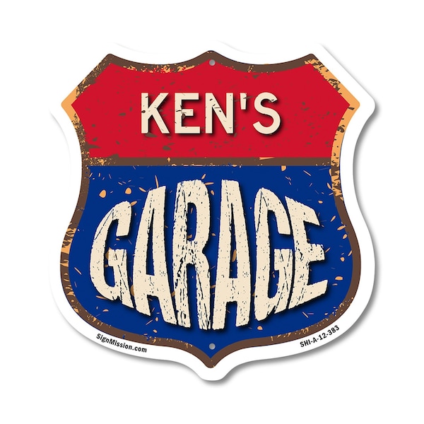 Signmission Ken's Garage, 12 Inch X 12 Inch, Aluminum Metal Sign SHI-A-12-383-KEN - main