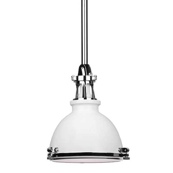 Hudson Valley Lighting Massena 1 Light Pendant 9.5 In. White/Polished Nickel Combo 4610-WPN - main