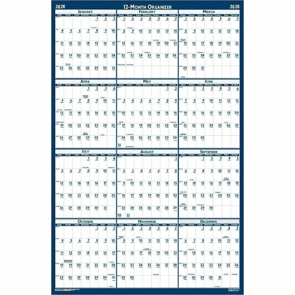 House Of Doolittle 32 x 48" Poster Style Reversible/Erasable Yearly Wall Calendar HOD3961 - main
