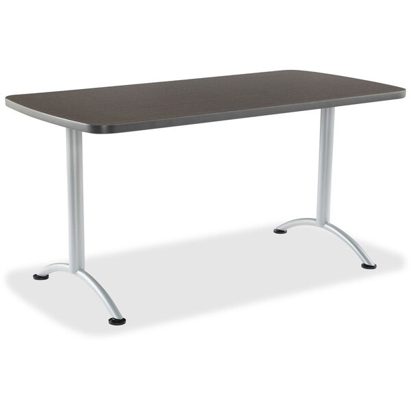 Iceberg ARC Oval Table, Walnut Top, Silver Steel Frame, 30 in W x 60 in L 69215 - main
